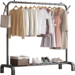 Single Pole Clothes Rack with Hooks